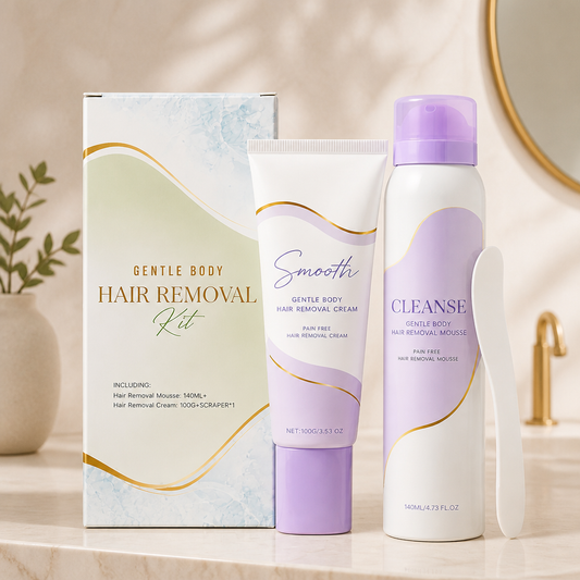 Gentle Hair Removal Cream & Mousse Set for Smooth-Looking Skin