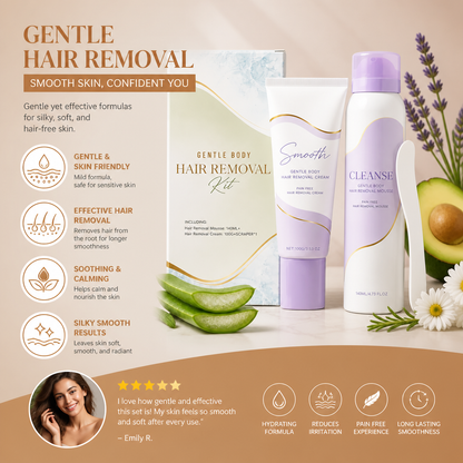 Gentle Hair Removal Cream & Mousse Set for Smooth-Looking Skin