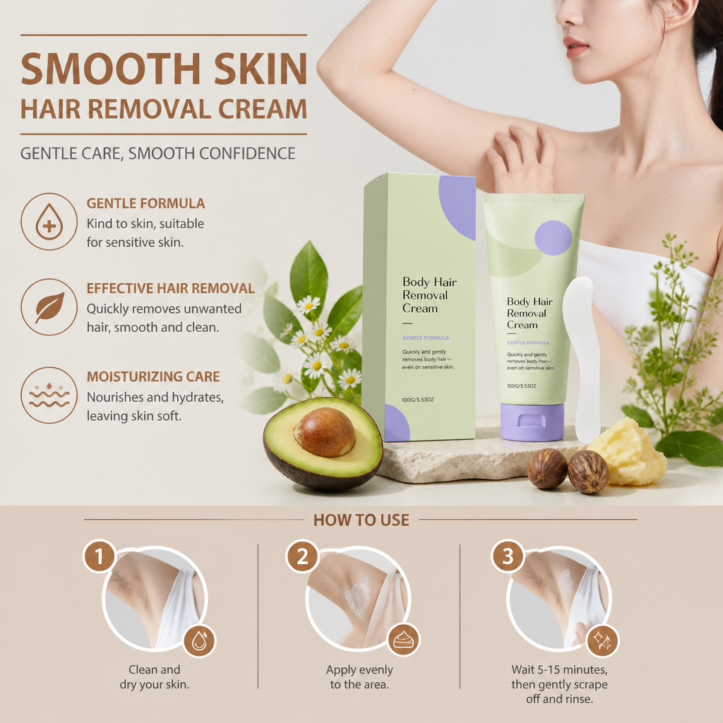 Smooth Skin Hair Removal Cream with Moisturizing Care Formula