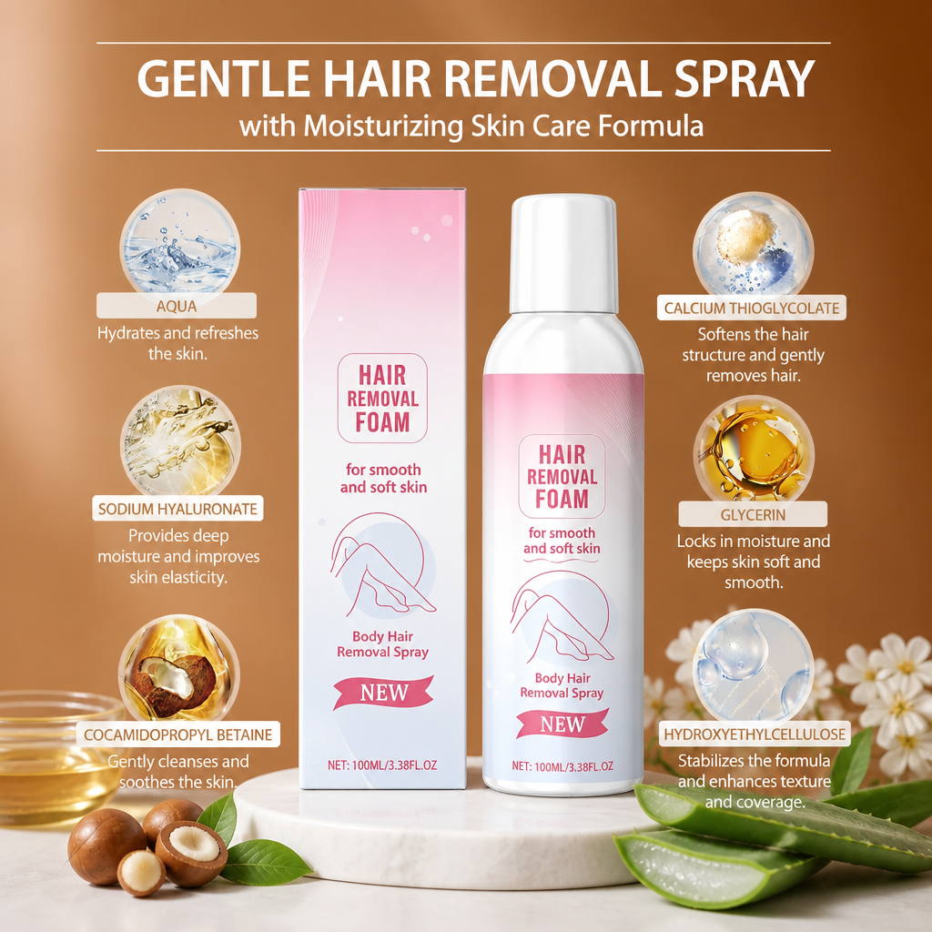 Gentle Hair Removal Spray with Moisturizing Skin Care Formula