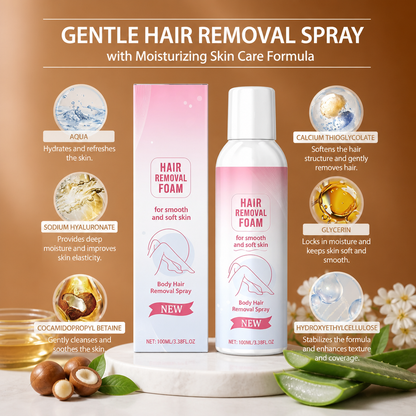 Gentle Hair Removal Spray with Moisturizing Skin Care Formula