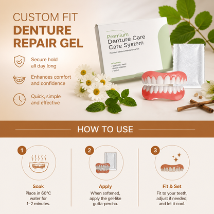 Custom Fit Denture Repair Gel – Comfortable Secure Hold Solution