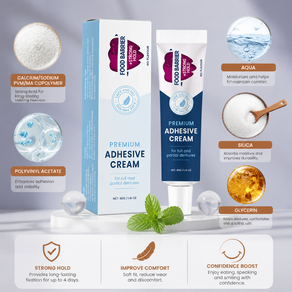 Premium Denture Adhesive Cream – Strong Hold For Comfortable Wear