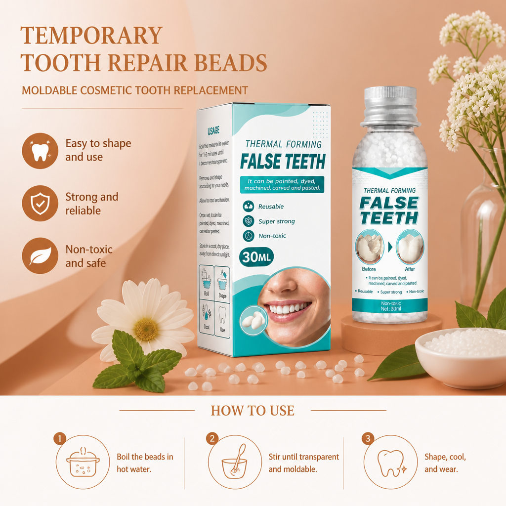 Temporary Tooth Repair Beads – Moldable Cosmetic Tooth Replacement