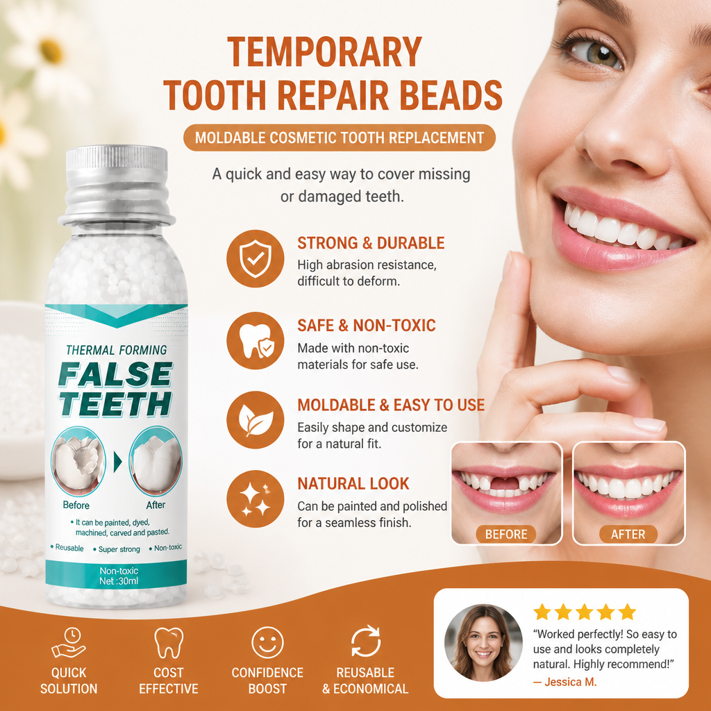 Temporary Tooth Repair Beads – Moldable Cosmetic Tooth Replacement