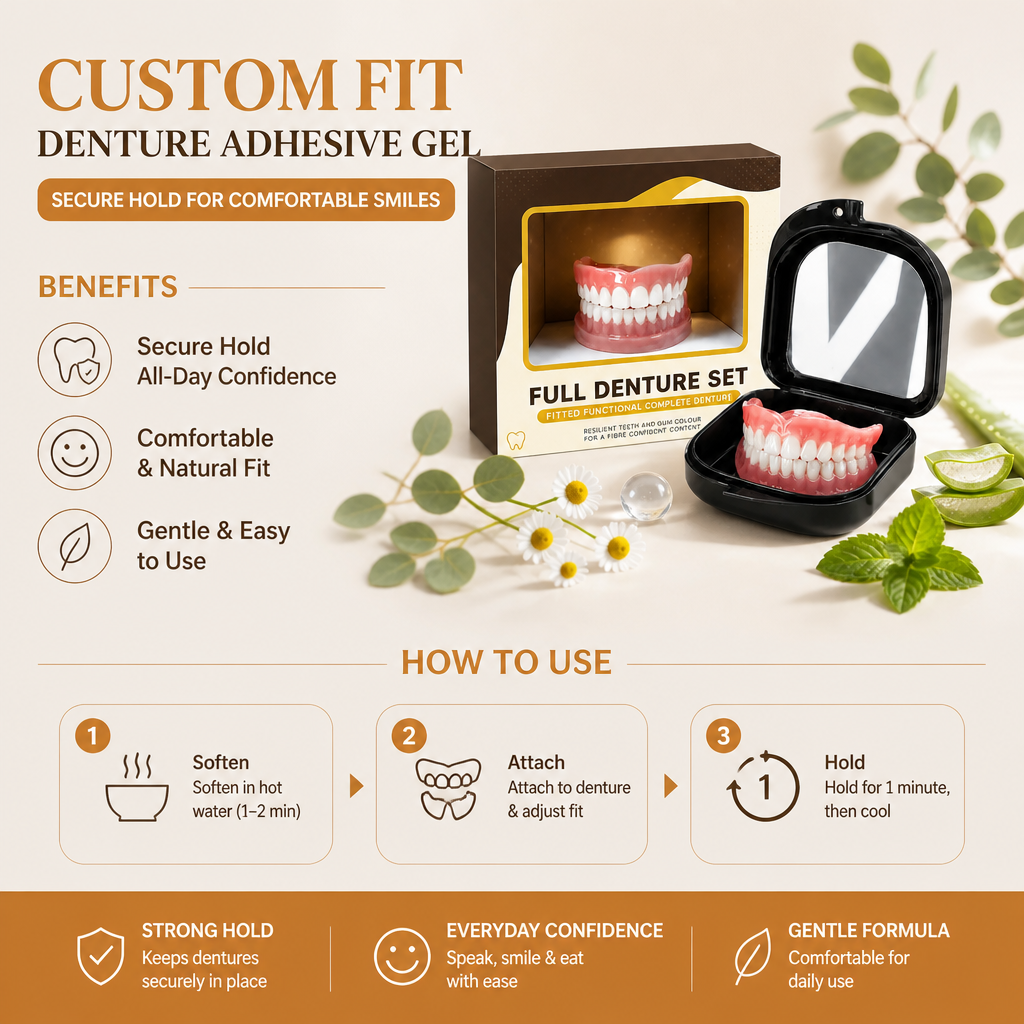 Custom Fit Denture Adhesive Gel – Secure Hold For Comfortable Smiles