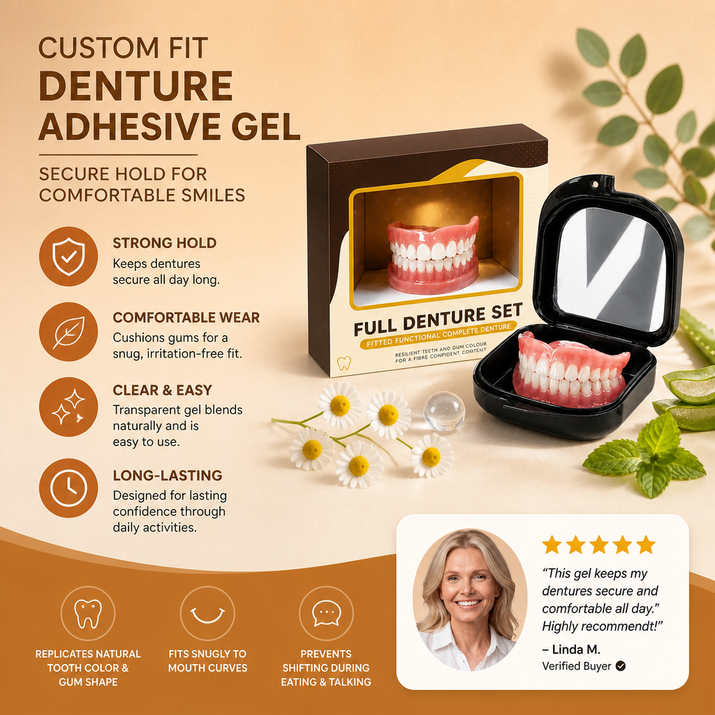 Custom Fit Denture Adhesive Gel – Secure Hold For Comfortable Smiles