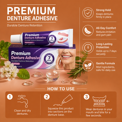 Premium Denture Adhesive – Strong Hold for Comfortable Denture Wear
