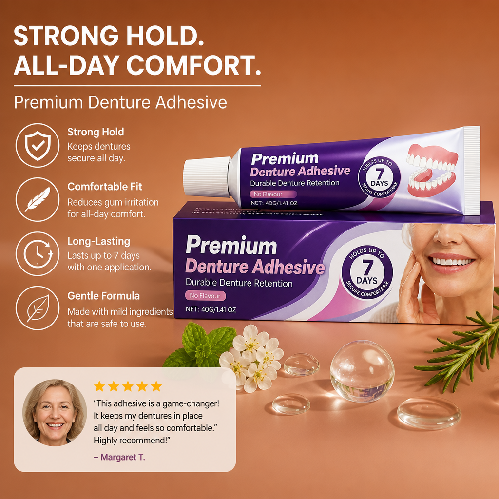 Premium Denture Adhesive – Strong Hold for Comfortable Denture Wear