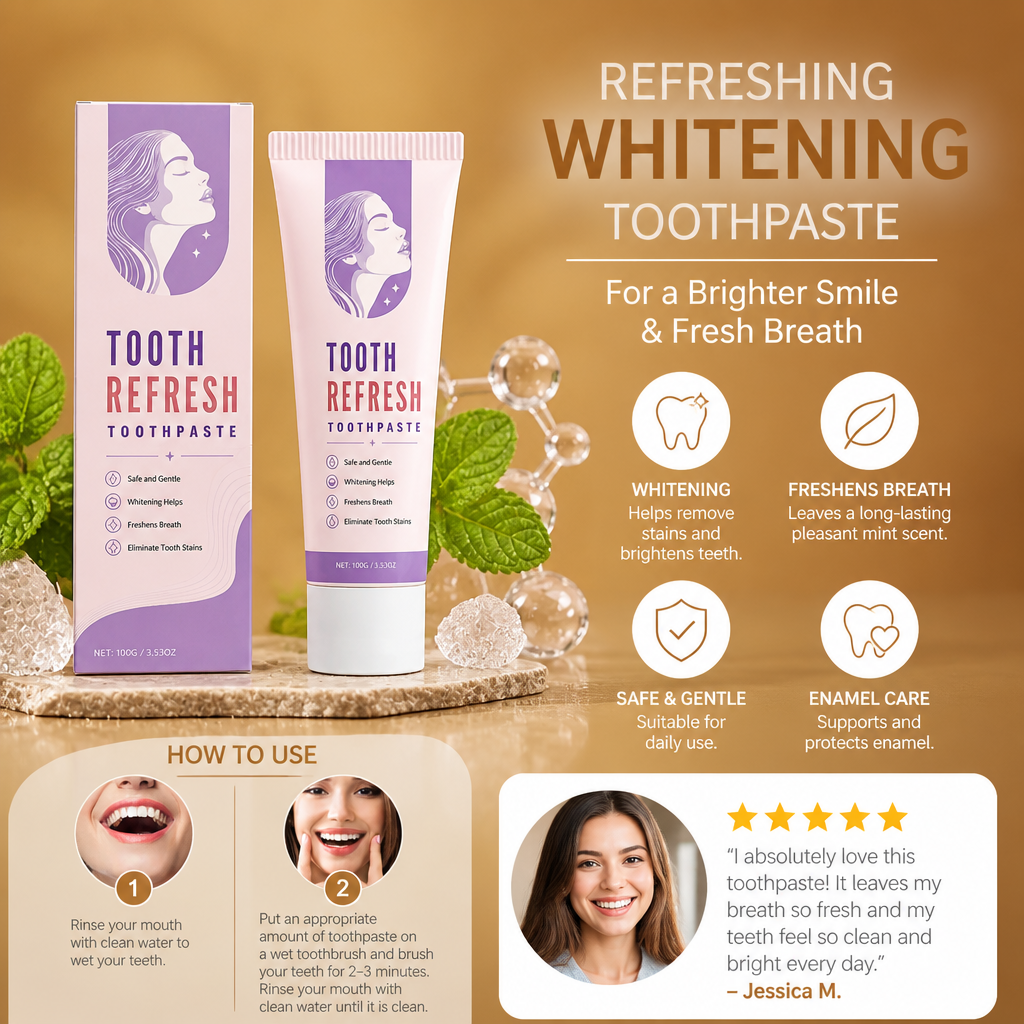 Refreshing Whitening Toothpaste – For A Brighter Smile & Fresh Breath
