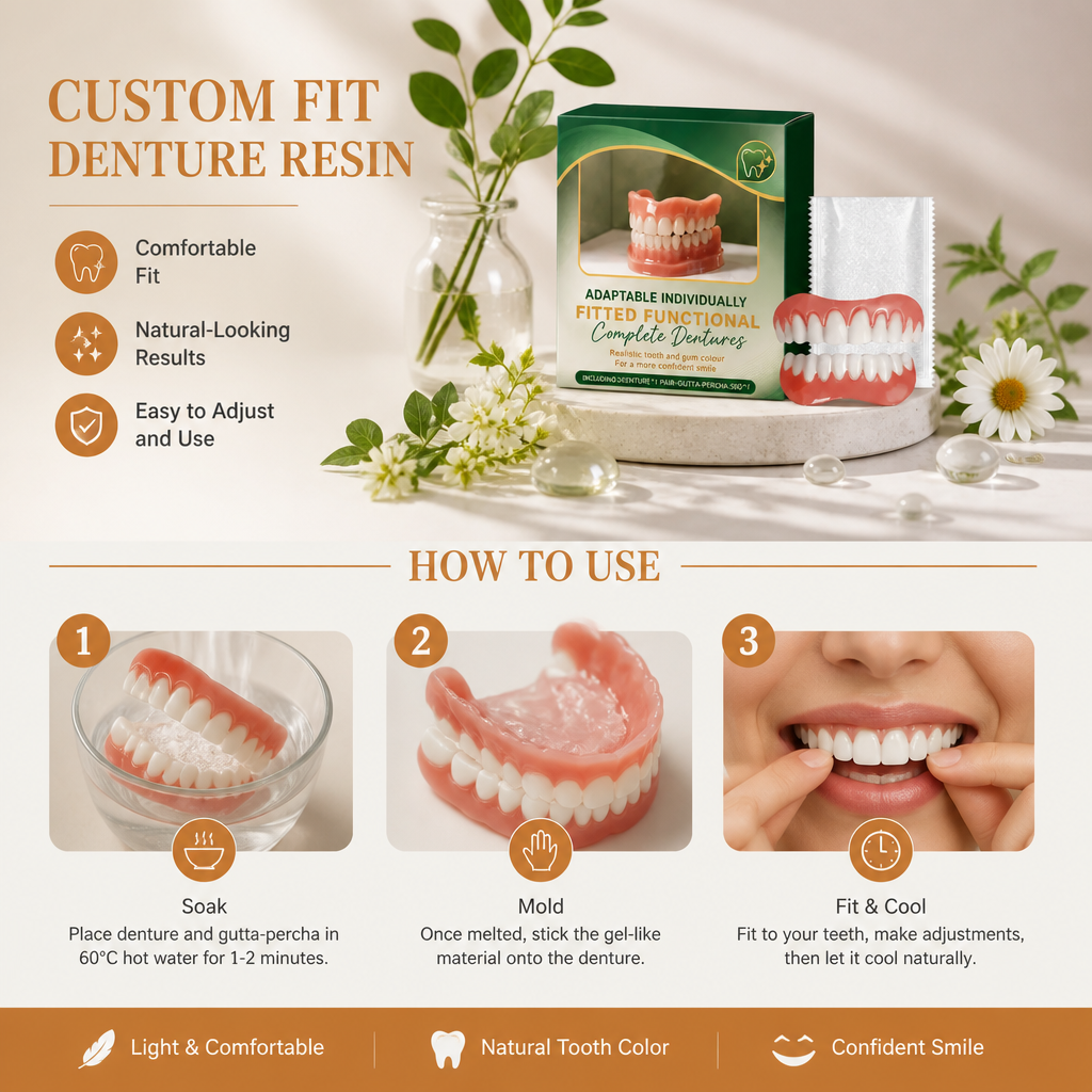 Custom Fit Denture Resin Material – Comfortable Adjustable Denture Support