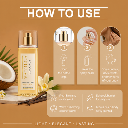 Vanilla Coconut Hair & Body Perfume Mist – Soft Scent For Daily Elegance
