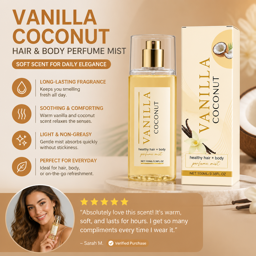 Vanilla Coconut Hair & Body Perfume Mist – Soft Scent For Daily Elegance