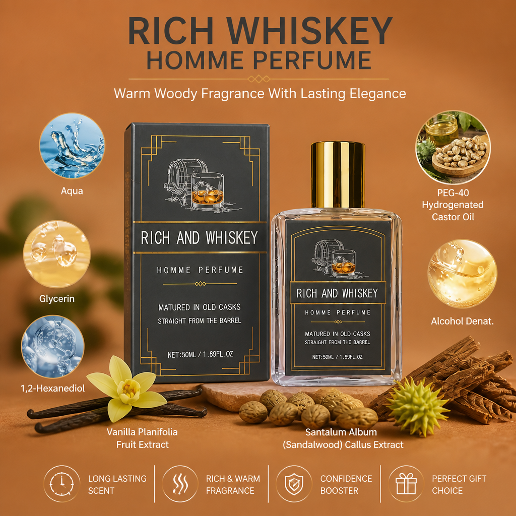 Rich Whiskey Homme Perfume – Warm Woody Fragrance With Lasting Elegance
