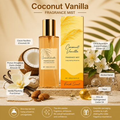 Coconut Vanilla Fragrance Mist – Fresh Floral Scent With Lasting Aroma
