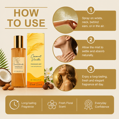 Coconut Vanilla Fragrance Mist – Fresh Floral Scent With Lasting Aroma