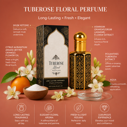 Tuberose Floral Perfume – Long-Lasting Fresh Elegant Everyday Fragrance