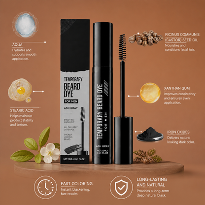 Instant Beard & Eyebrow Color Enhancing Gel – Natural Looking Dark Finish
