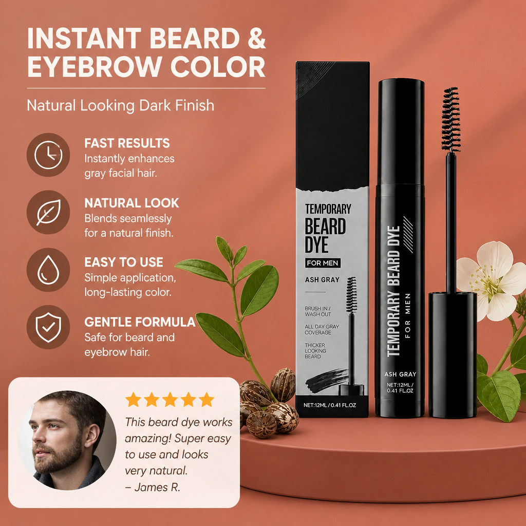 Instant Beard & Eyebrow Color Enhancing Gel – Natural Looking Dark Finish