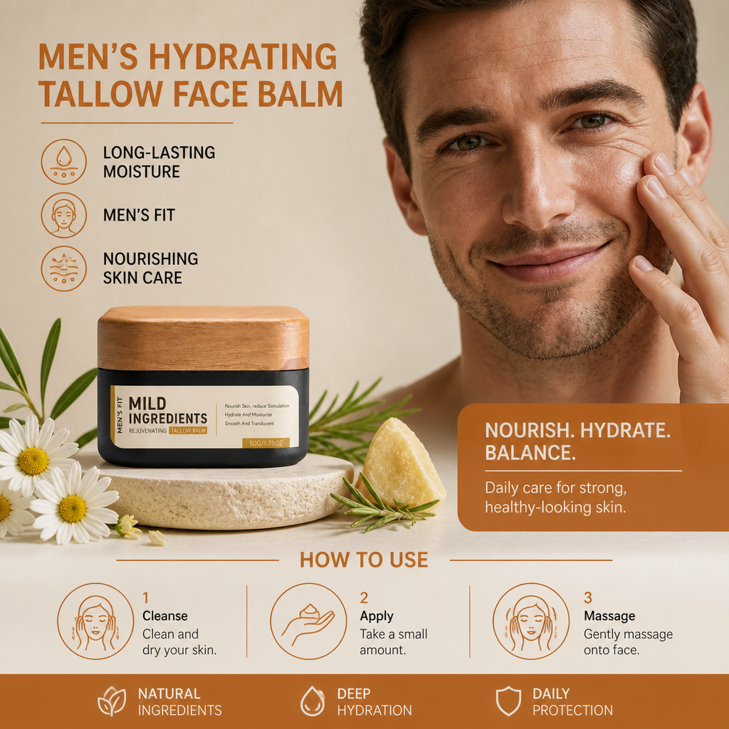 Men’s Hydrating Tallow Face Balm – Nourishing Daily Skin Care