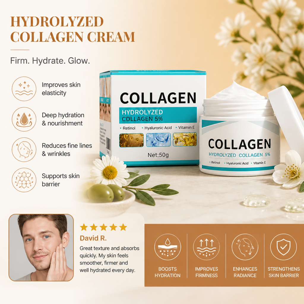 Hydrolyzed Collagen Cream – Helps Improve Skin Firmness & Hydration