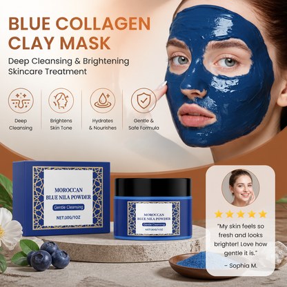 Blue Collagen Clay Mask – Deep Cleansing & Brightening Skincare Treatment