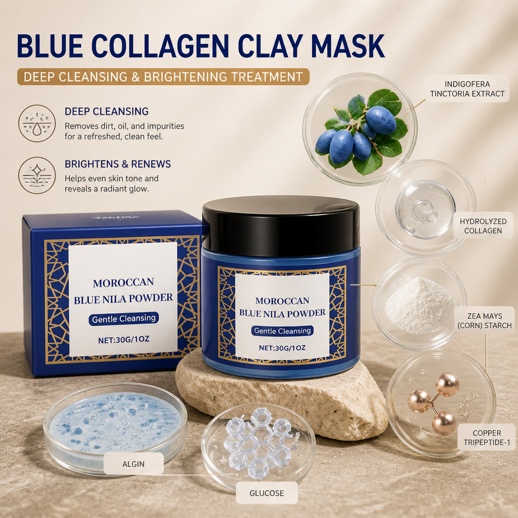 Blue Collagen Clay Mask – Deep Cleansing & Brightening Skincare Treatment
