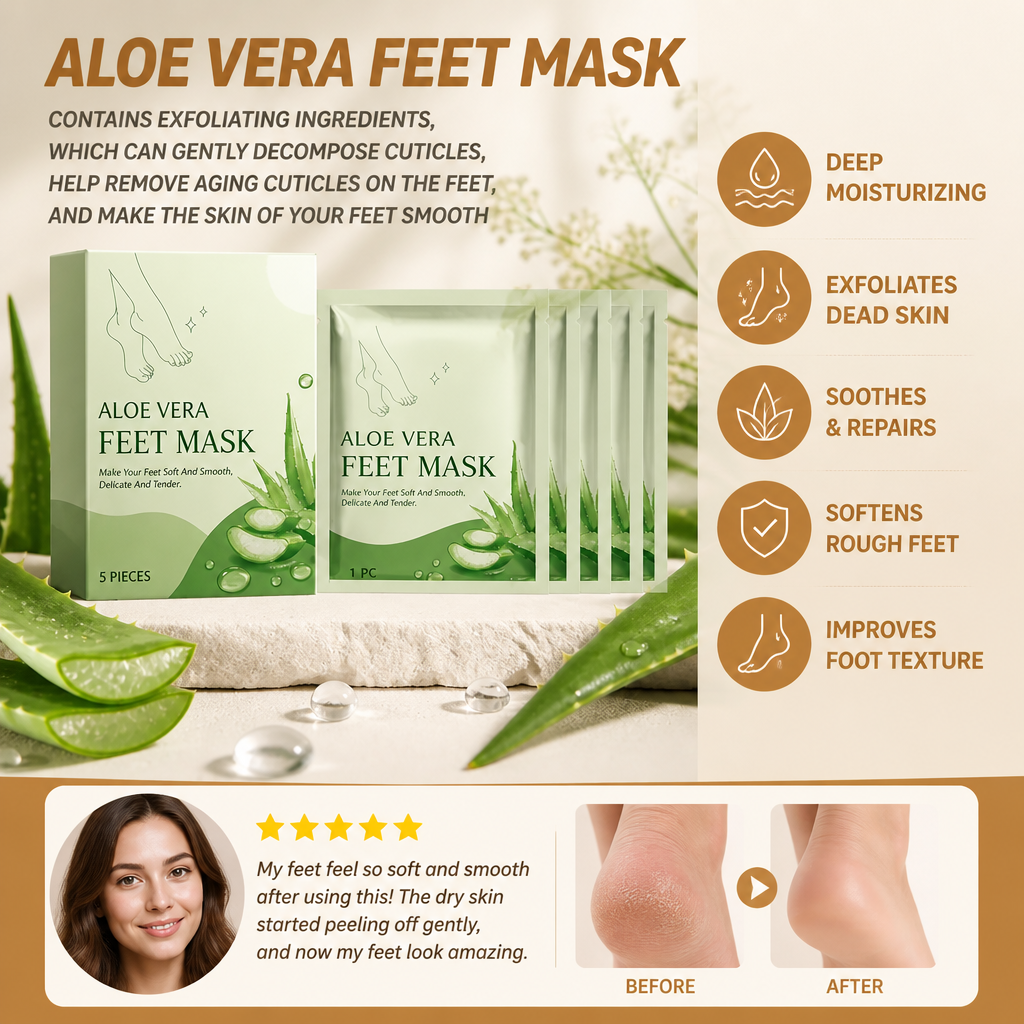 Aloe Vera Moisturizing Foot Peel Mask for Soft, Smooth Feet