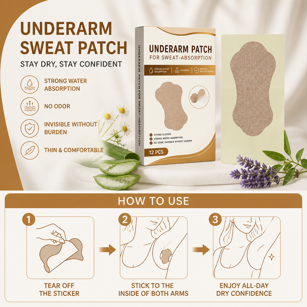 Invisible Underarm Sweat Absorbing Patches for Dry Everyday Comfort