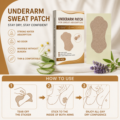Invisible Underarm Sweat Absorbing Patches for Dry Everyday Comfort