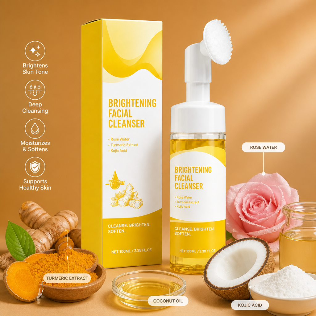Turmeric & Kojic Brightening Facial Cleanser with Soft Silicone Brush