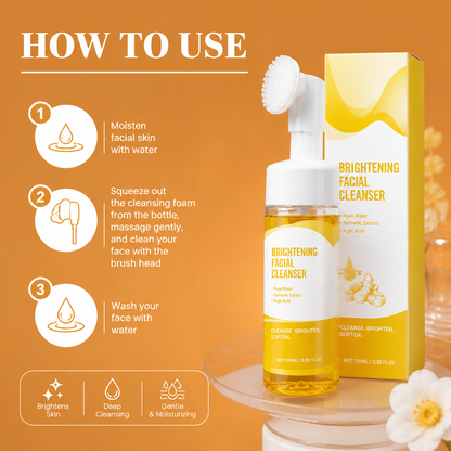 Turmeric & Kojic Brightening Facial Cleanser with Soft Silicone Brush