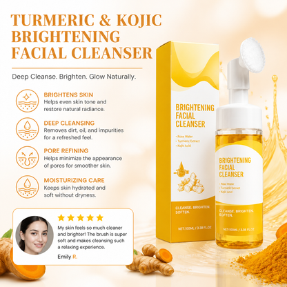 Turmeric & Kojic Brightening Facial Cleanser with Soft Silicone Brush