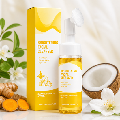 Turmeric & Kojic Brightening Facial Cleanser with Soft Silicone Brush