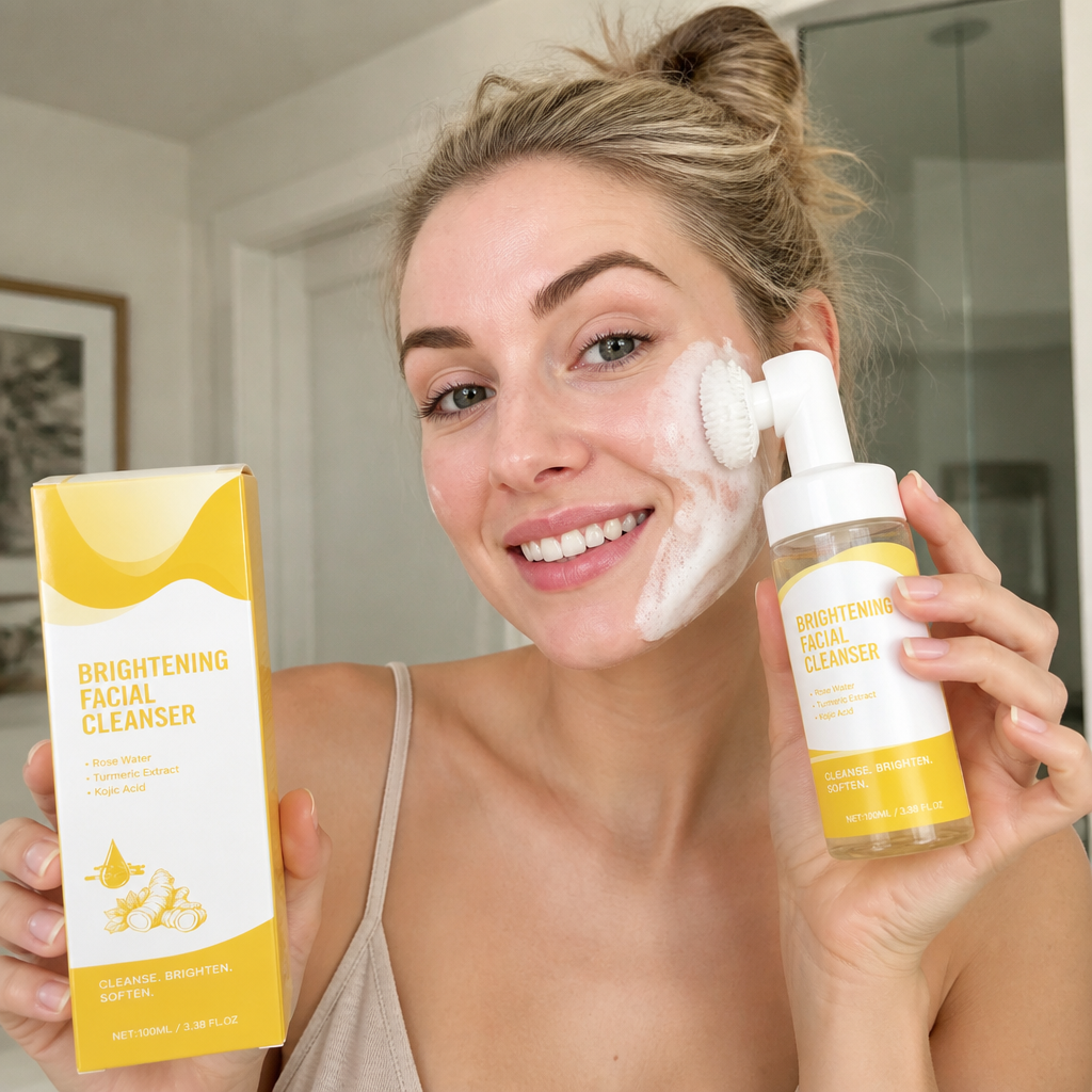 Turmeric & Kojic Brightening Facial Cleanser with Soft Silicone Brush