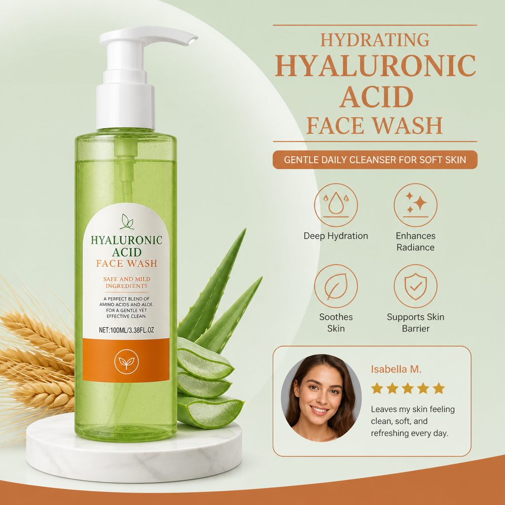 Hydrating Hyaluronic Acid Face Wash – Gentle Daily Cleanser for Soft Skin