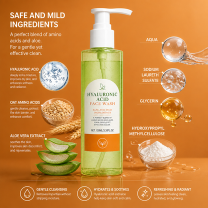Hydrating Hyaluronic Acid Face Wash – Gentle Daily Cleanser for Soft Skin