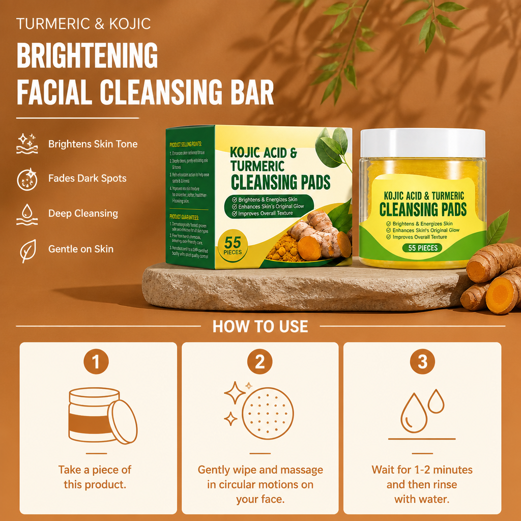 Turmeric & Kojic Brightening Facial Cleansing Bar for Radiant Skin