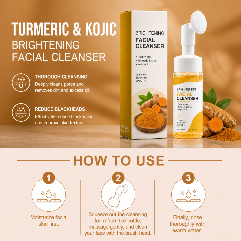 Turmeric & Kojic Foaming Cleanser – Gentle Brightening Face Wash