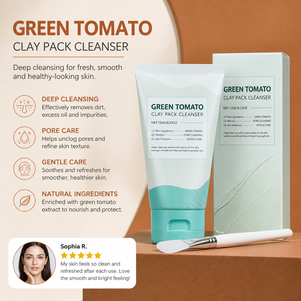 Green Tomato Clay Face Cleanser – Deep Cleansing & Fresh Skin Feel
