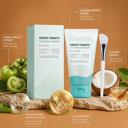Green Tomato Clay Face Cleanser – Deep Cleansing & Fresh Skin Feel