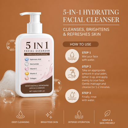 5-in-1 Hydrating Facial Cleanser – Cleanses, Brightens & Refreshes Skin