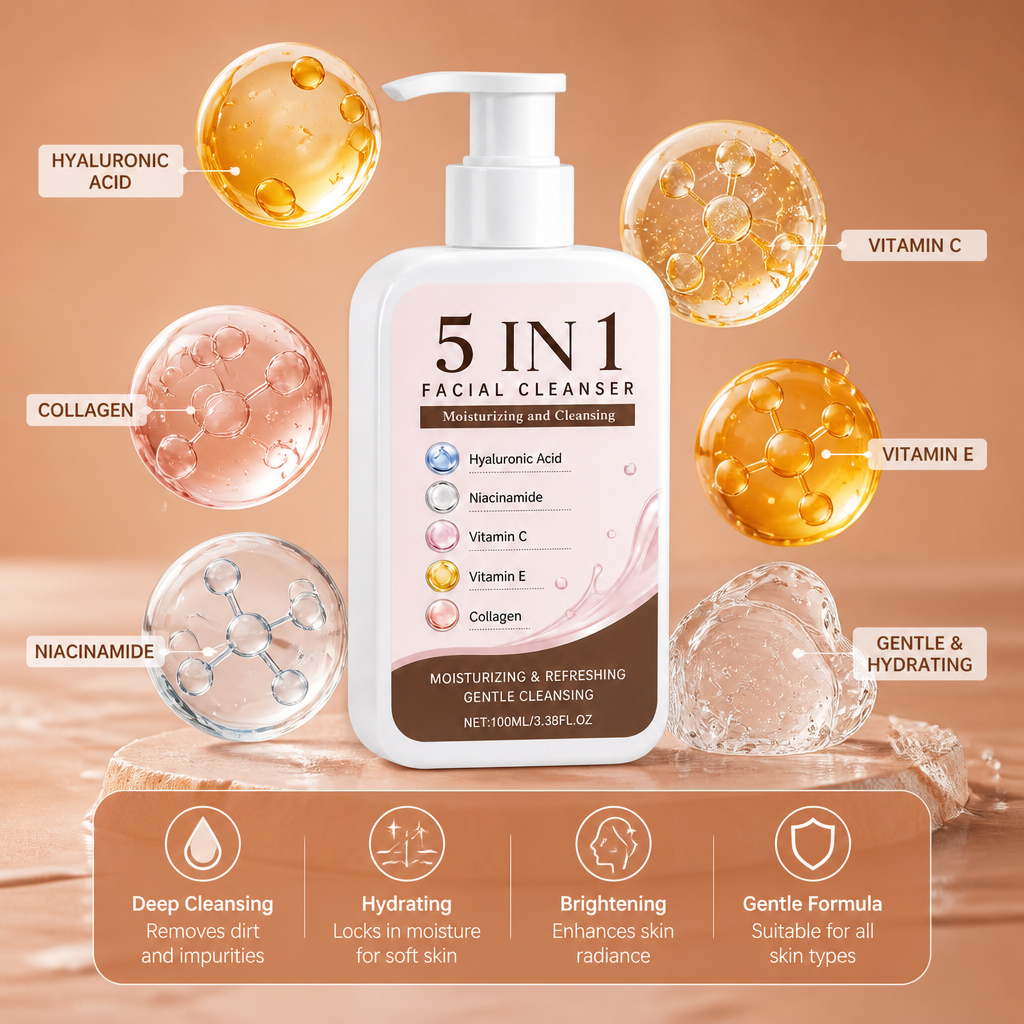 5-in-1 Hydrating Facial Cleanser – Cleanses, Brightens & Refreshes Skin