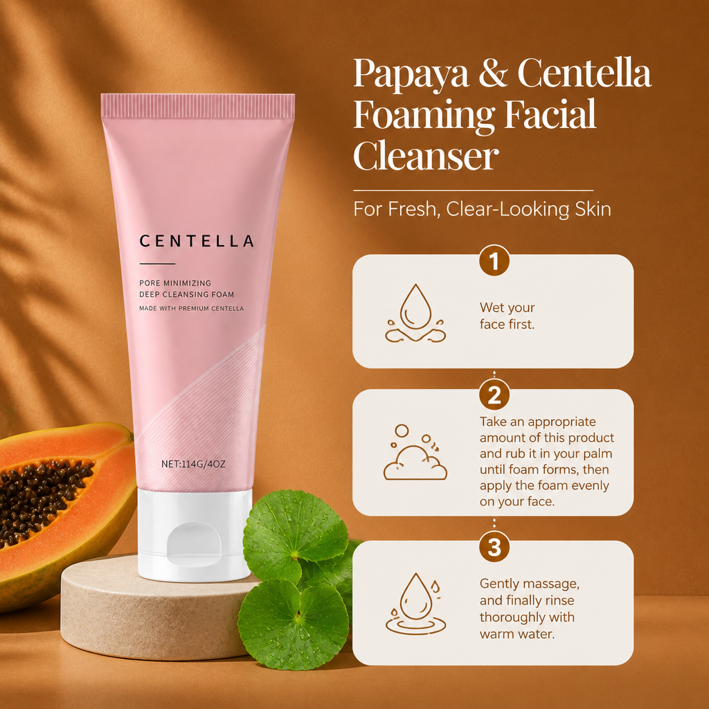 Papaya & Centella Foaming Facial Cleanser for Fresh, Clear-Looking Skin
