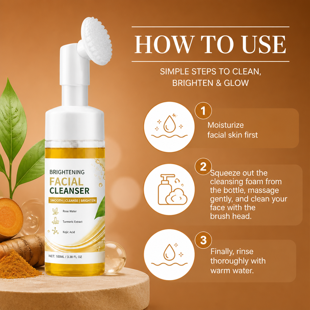 Turmeric & Kojic Acid Facial Cleanser – Deep Cleansing Brightening Foam