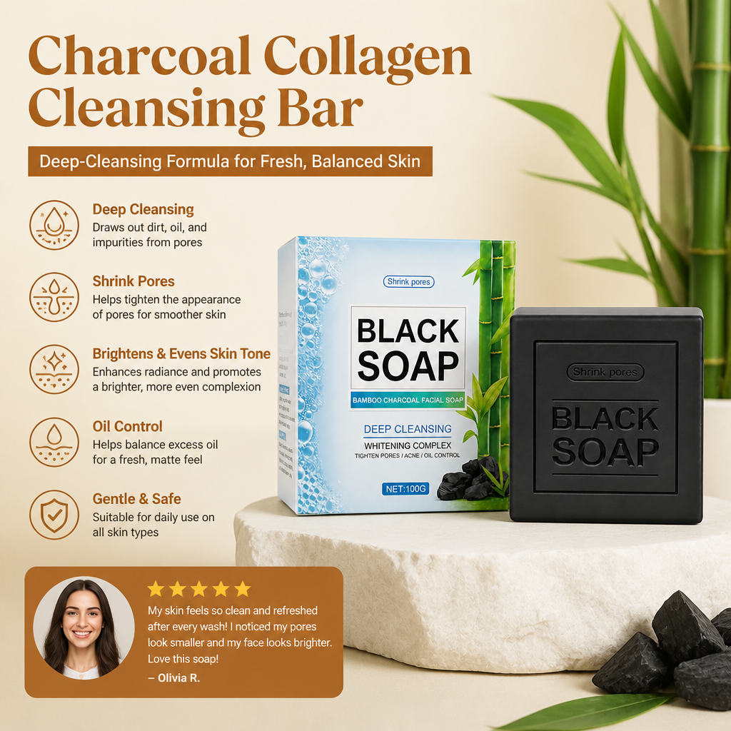 Charcoal Collagen Cleansing Bar – Deep-Cleansing Formula for Fresh, Balanced Skin