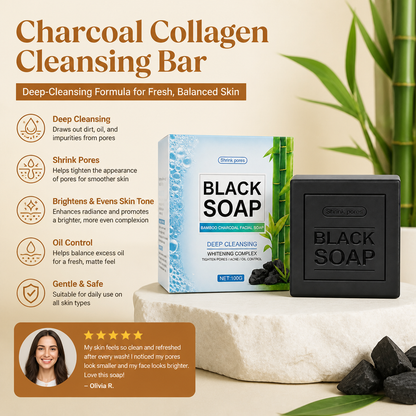 Charcoal Collagen Cleansing Bar – Deep-Cleansing Formula for Fresh, Balanced Skin