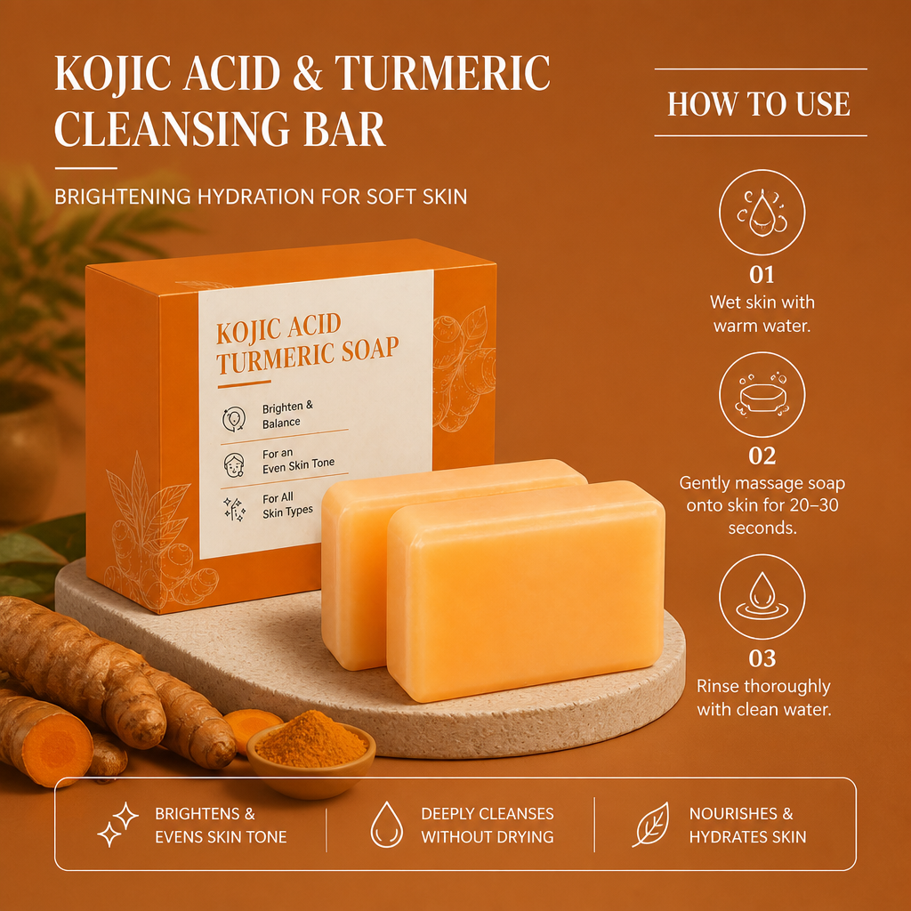 Kojic Acid & Turmeric Cleansing Bar – Brightening Hydration for Soft Skin