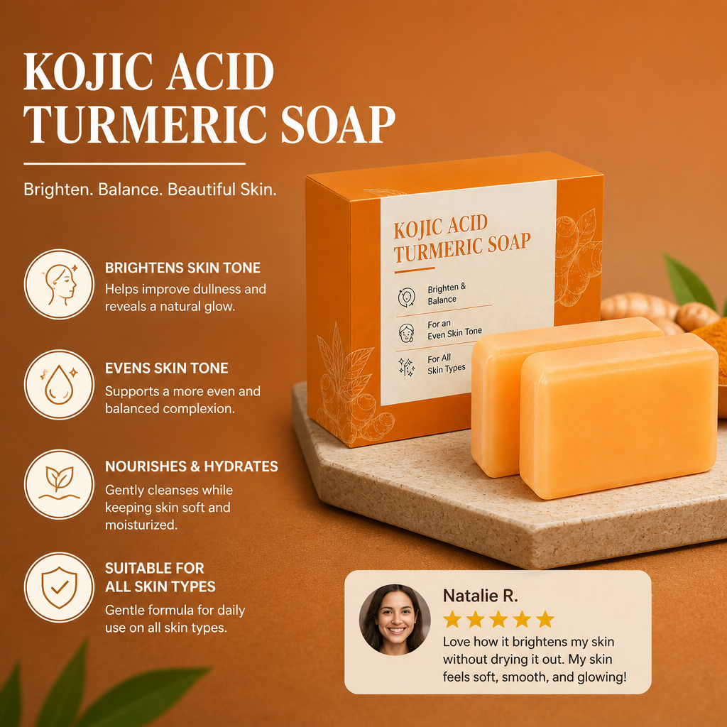 Kojic Acid & Turmeric Cleansing Bar – Brightening Hydration for Soft Skin