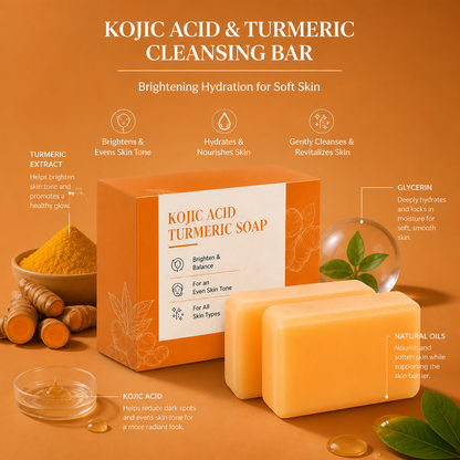 Kojic Acid & Turmeric Cleansing Bar – Brightening Hydration for Soft Skin